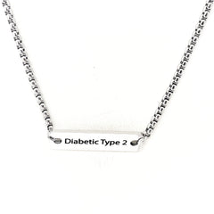 Medical Notice Necklace, Diabetic Type 2 Necklace, Diabetic Alert, Medical Condition Jewelry, Diabetes Necklace, Gift For Her, Gift For Him