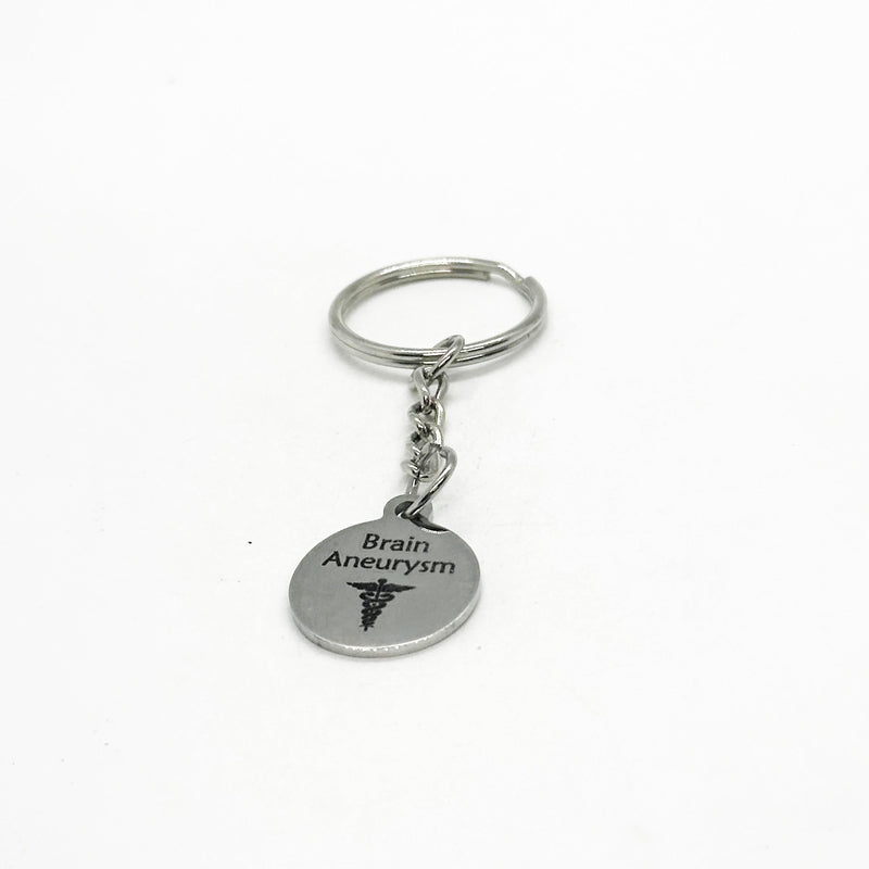 Brain Aneurysm Charm Key Chain, Medical Condition, Medical Caduceus, Caregiver Notice, Brain Condition Patient, Gift For Her, Gift For Him
