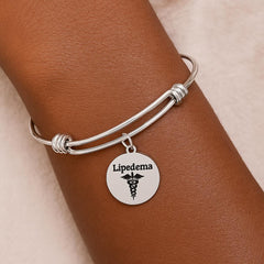 Lipedema Awareness Bracelet Stainless Steel Adjustable Bangle With 19mm Round Charm Medical Jewelry Support Gift For Women And Men