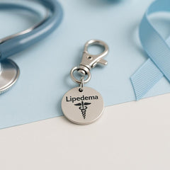 Lipedema Awareness Clip On Charm Stainless Steel Medical Symbol Keychain Bag Charm Support Gift 19mm Round Pendant