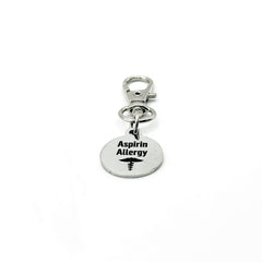 Aspirin Allergy Medical Alert Clip On Charm Stainless Steel Allergy Tag Emergency Awareness Gift