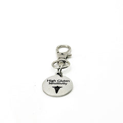 High Gluten Sensitivity Medical Alert Clip On Charm Stainless Steel Allergy Identification Lobster Clasp Charm