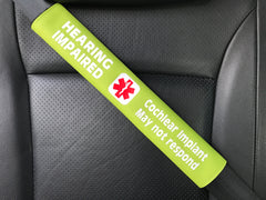 Hearing Impaired Cochlear Implant Medical Alert Seat Belt Cover
