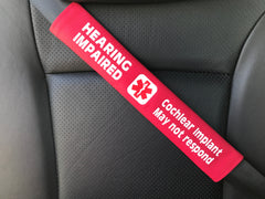 Hearing Impaired Cochlear Implant Medical Alert Seat Belt Cover
