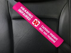 Hearing Impaired Cochlear Implant Medical Alert Seat Belt Cover