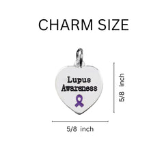 Lupus Awareness Heart Charm Leather Cord Bracelets