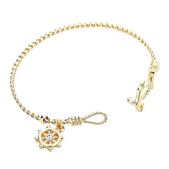 Women's Nautical Anchor Helm Charm Hook Bracelet