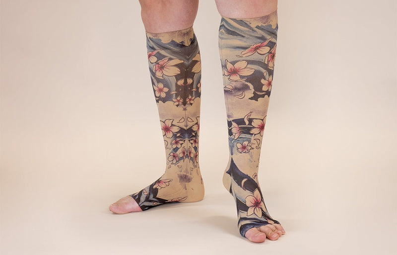 Sakura Beige Gradient Compression Socks