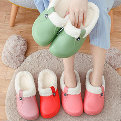 Unisex Home Winter Clogs Indoor Fur Warm Slippers For Women New Fashion Footwear Winter Slippers Home House Shoes Warm Plush Fleece Lining Garden Clogs Outdoor Indoor Clogs